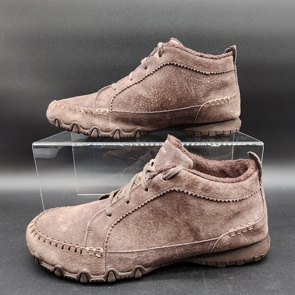 Skechers 11 Brown Relaxed Fit Memory Foam Fur Lined Suede Moc Toe Ankle Boots